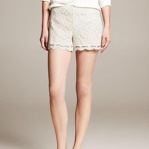 Cream Lace scalloped shorts